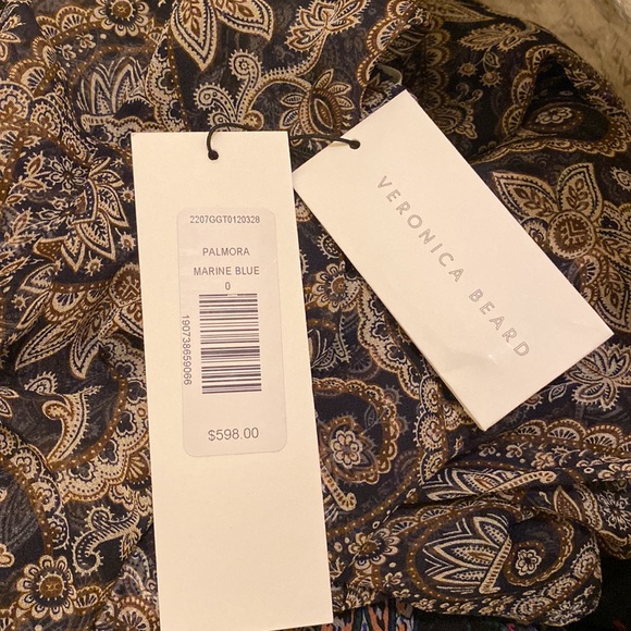 NEW Veronica Beard Palmora Silk Marine Blue Multi Paisley Print Mini Dress Sz 0 - Picture 7 of 7